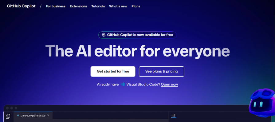 github copilot landing page