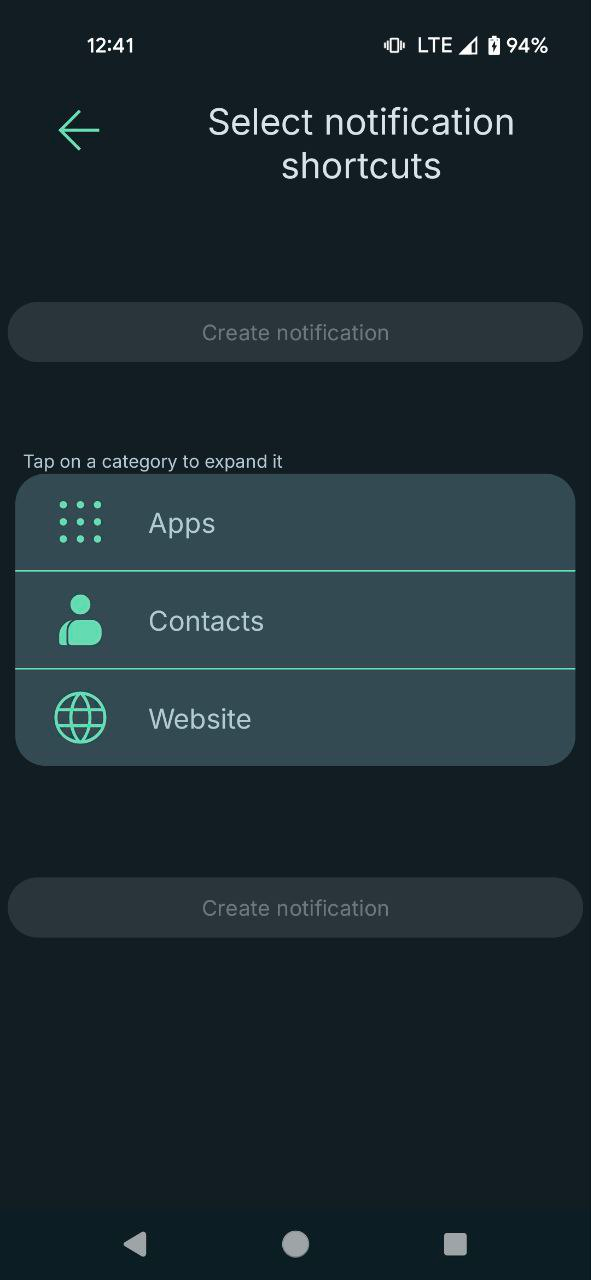 NOOTI notification creation screen