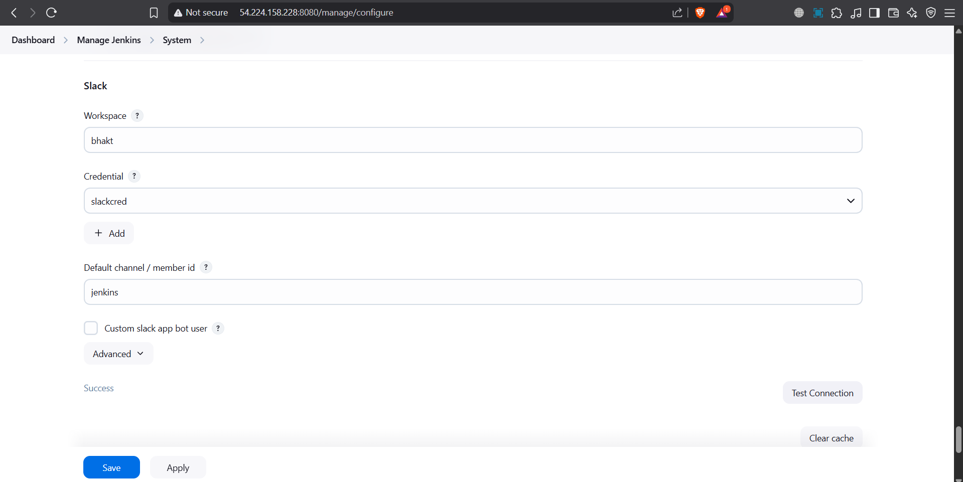 Slacknotification setting