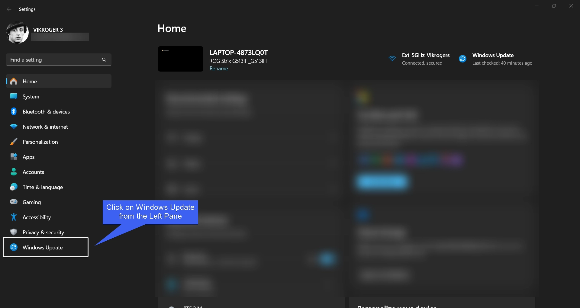 Select Windows Update