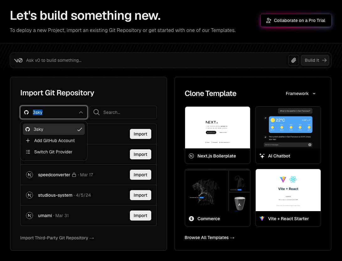 New project view