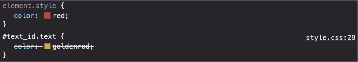 DevTools showing inline style winning