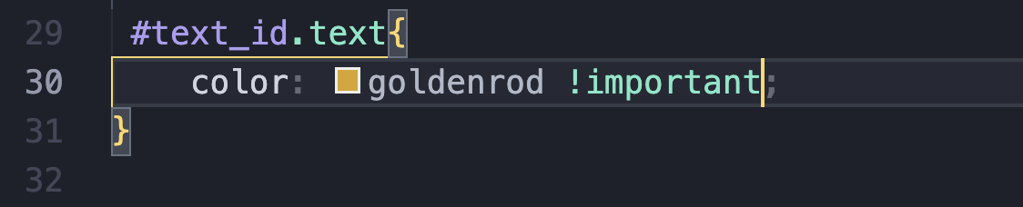 !important used with goldenrod color