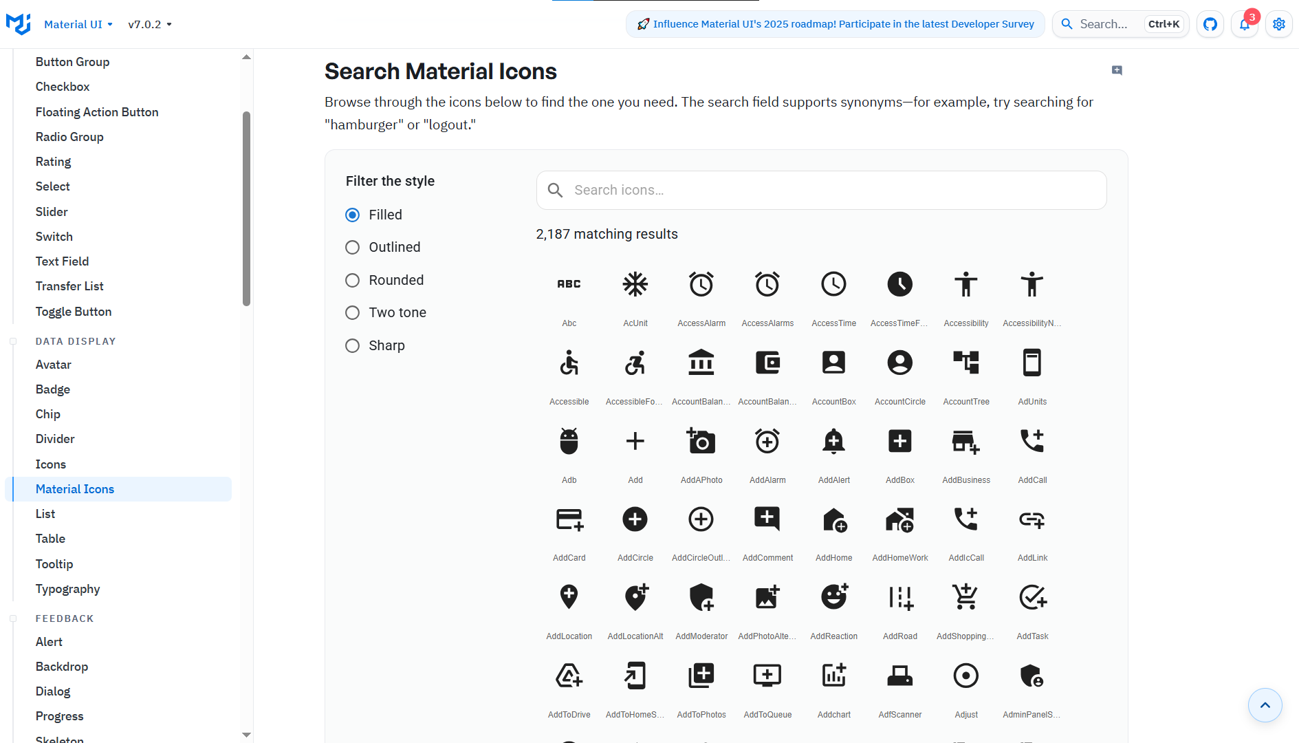 MUI – Material UI Icons