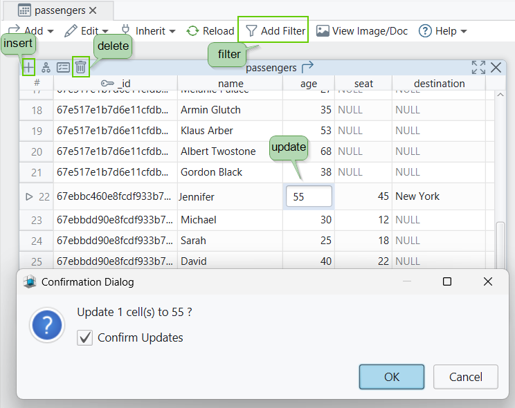 CRUD Operations in MongoDb with DbSchema