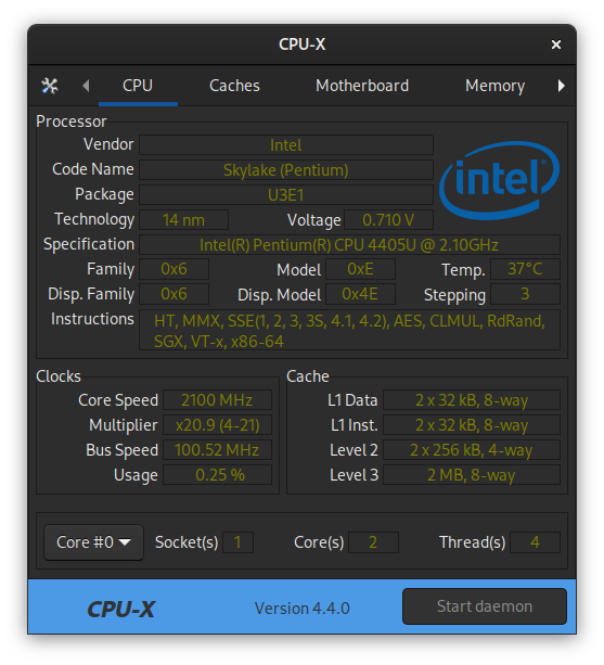 CPU-X screenshot