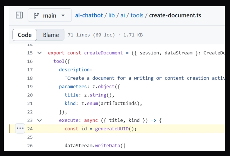 generateUUID() util in vercel/ai-chatbot source code.