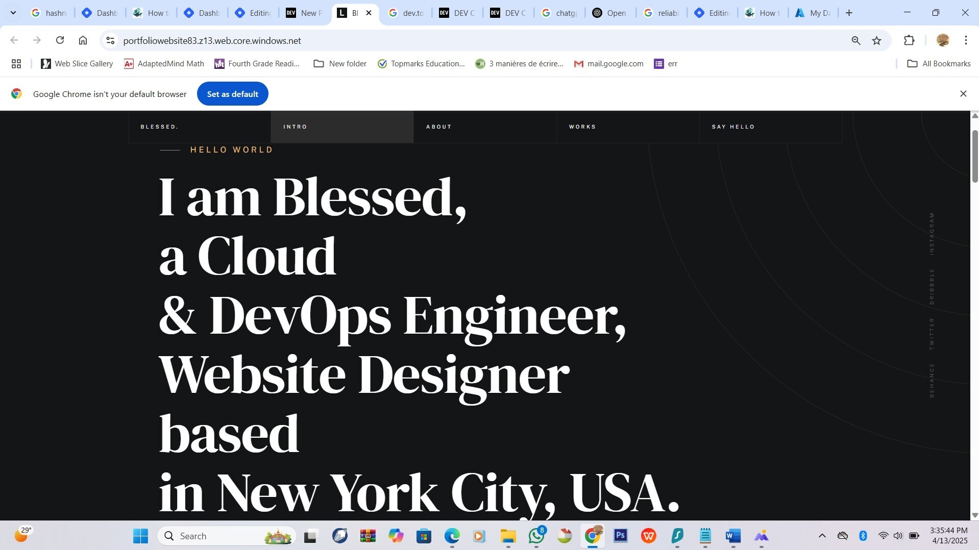 Home Page of Static website