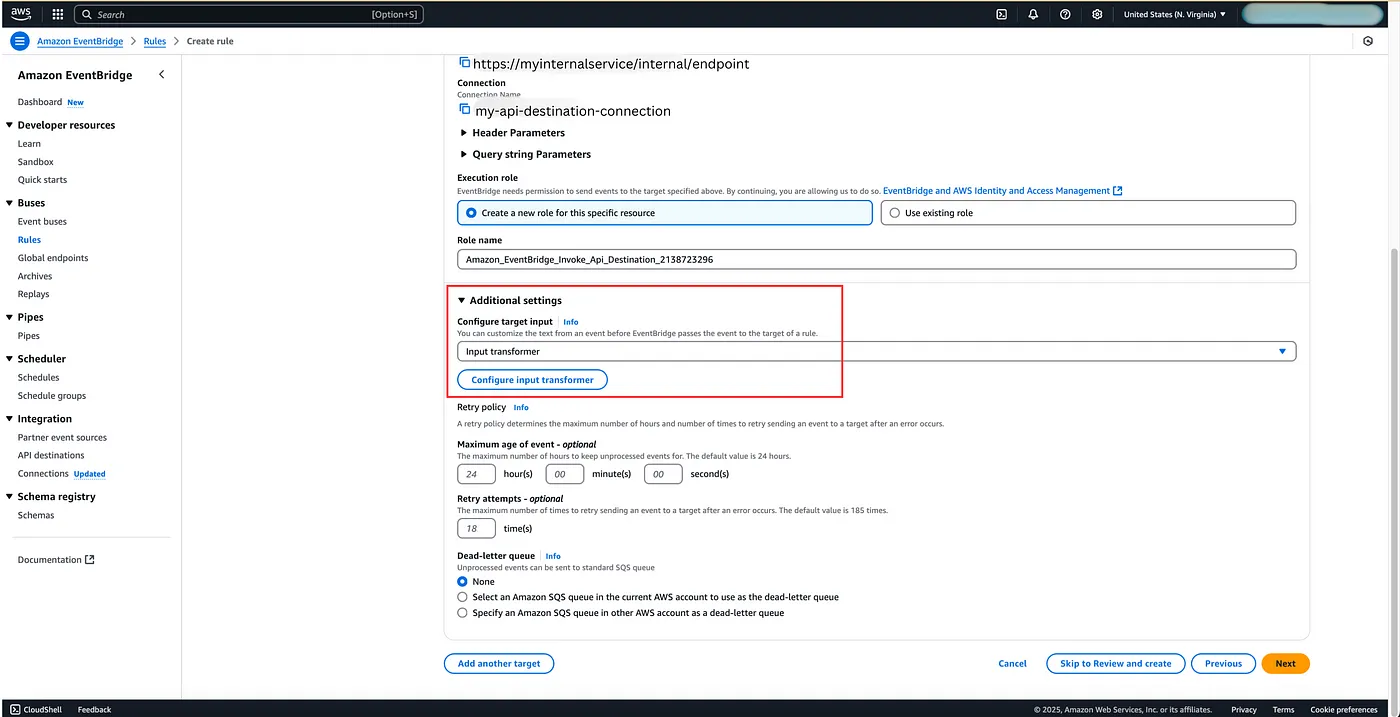 Configure the input transformer in Event Rule Additional Settings