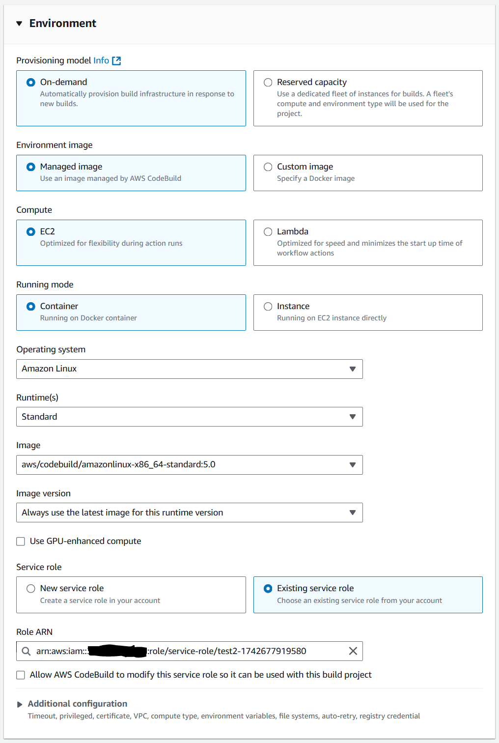 Figure 7. Configuring the backdoored role as the service role