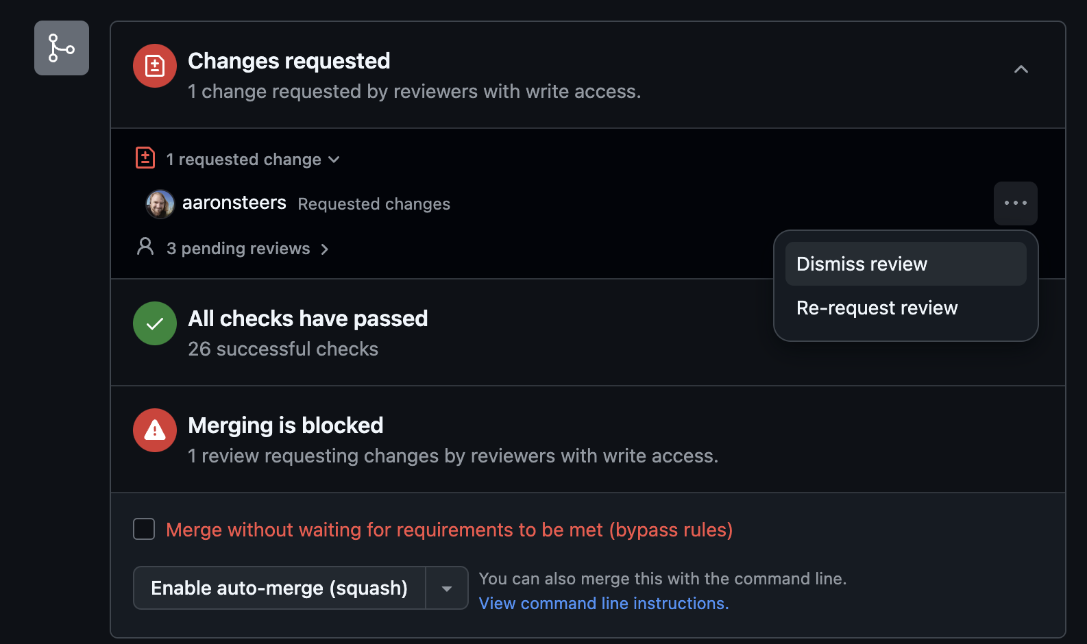 Screenshot: dismissing review
