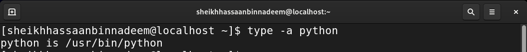 type -a command in linux