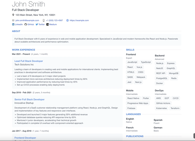 I Built a Modern React Theme for JSON Resume