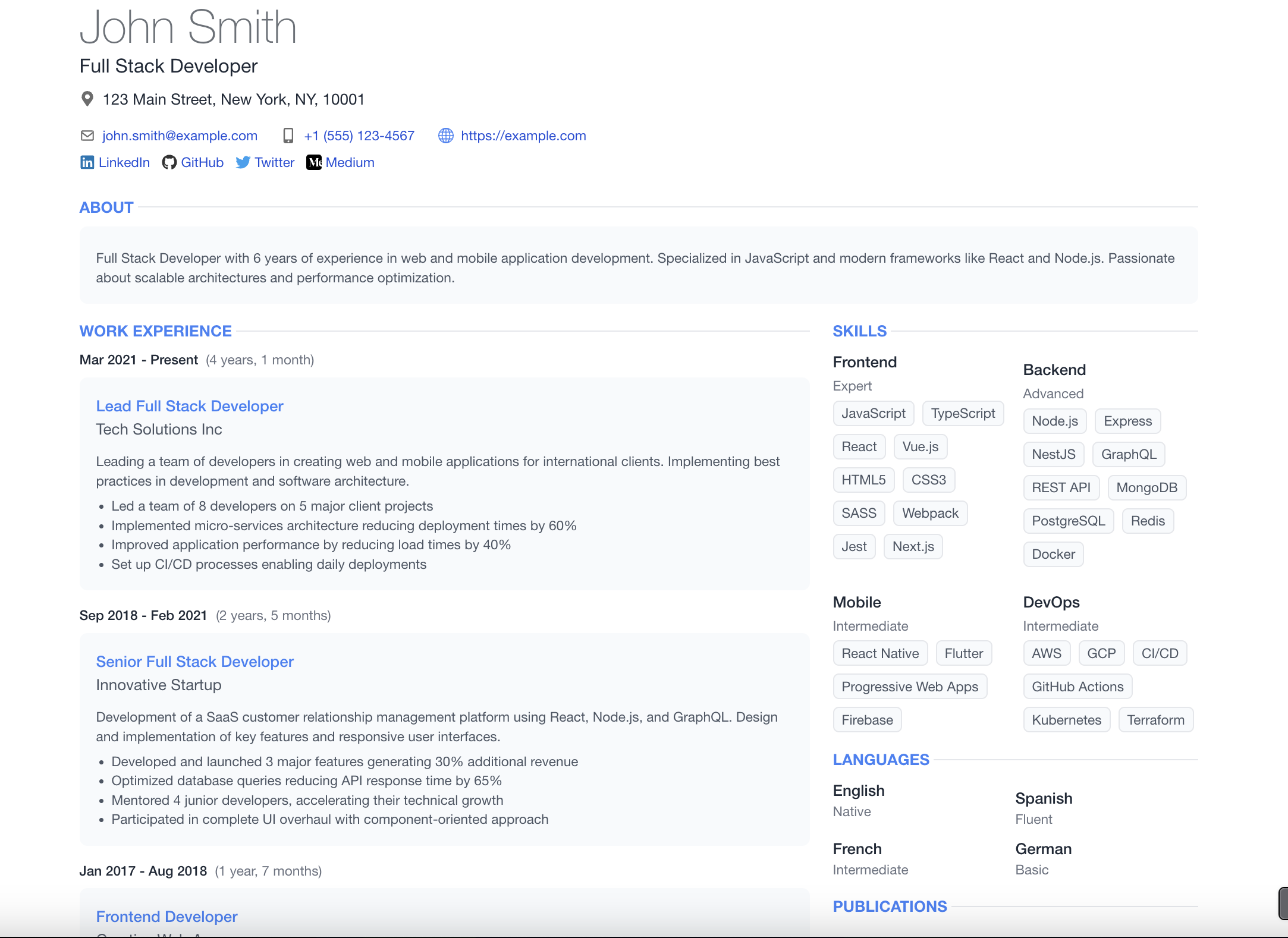Resume Screenshot