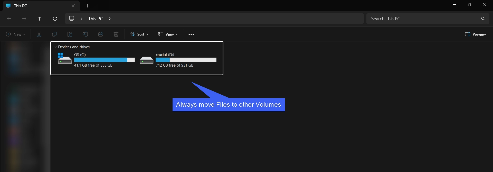 Always move Files to other Volumes