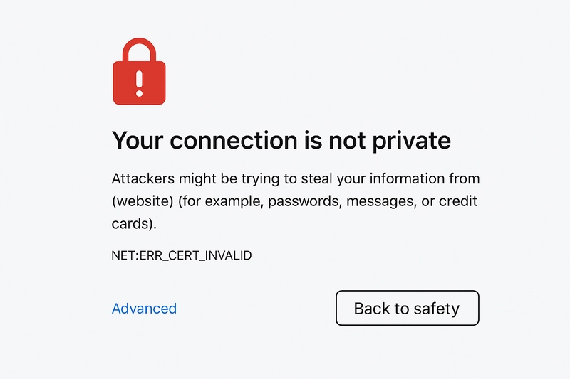 🔐 Your Connection Is Not Private Error – Meaning, Causes, and Fixes