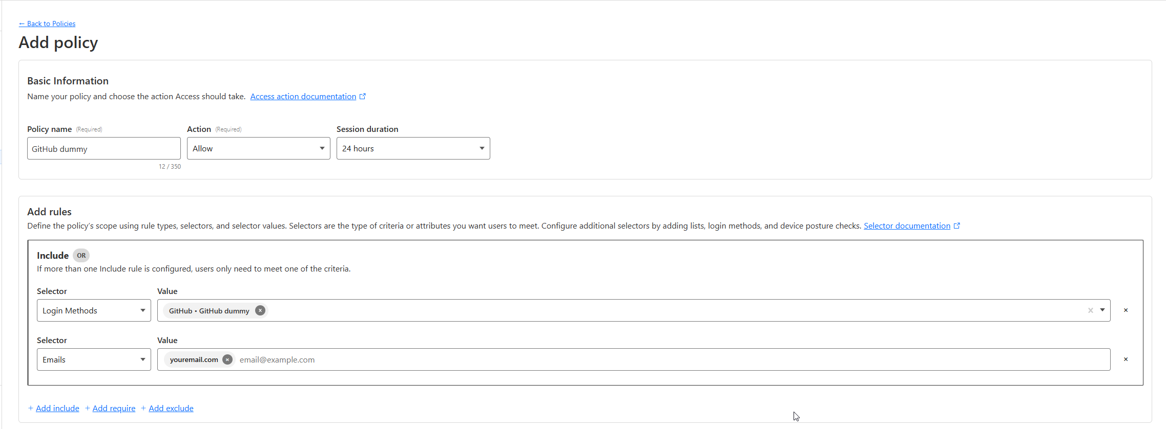 Policy details form