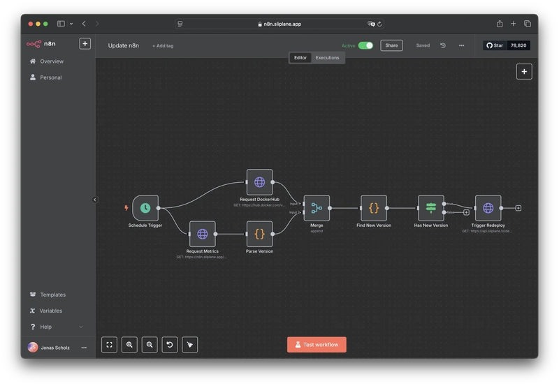 Building a self-updating n8n instance with n8n workflows