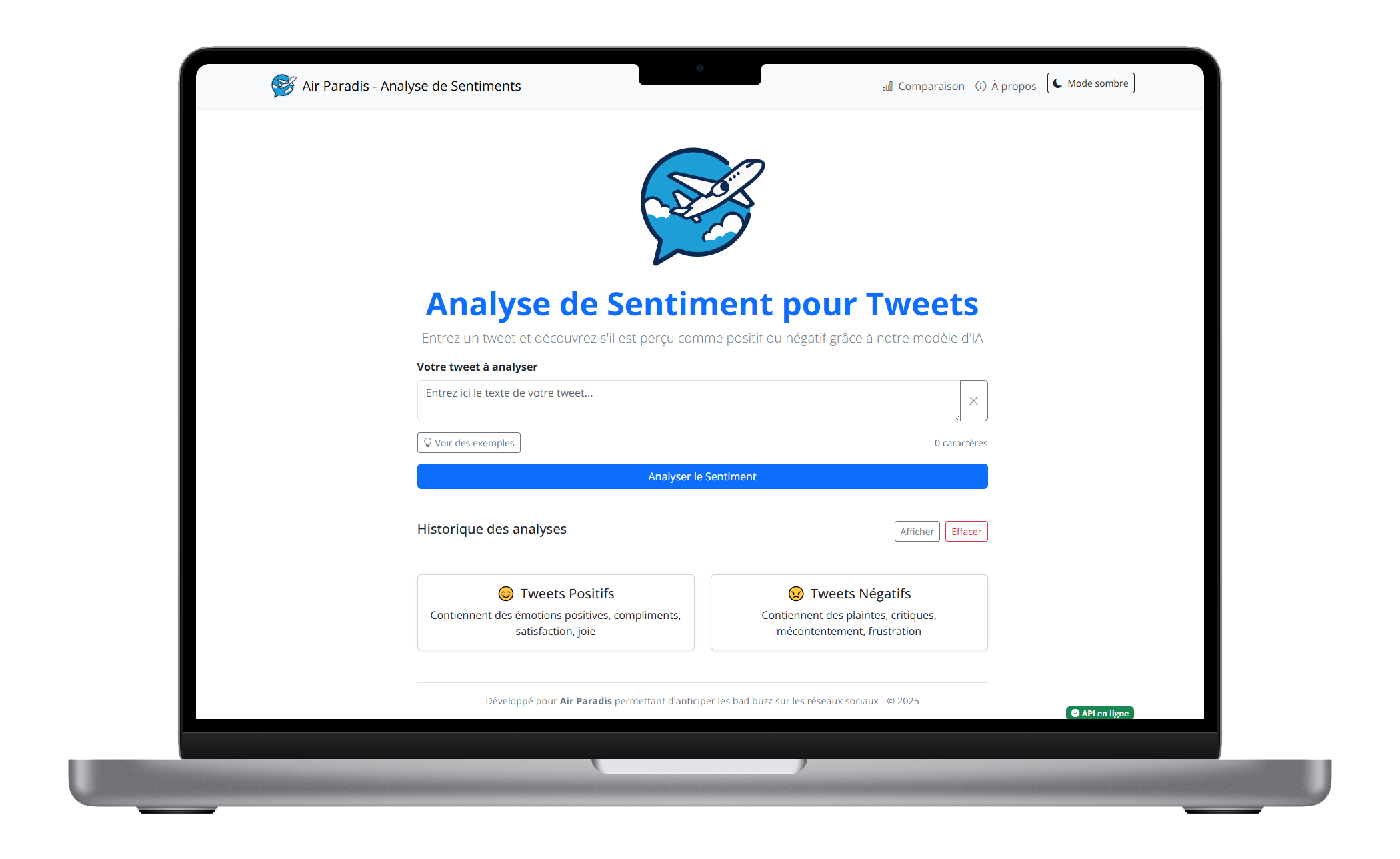 Application De prédiction de tweet d'Air Paradis