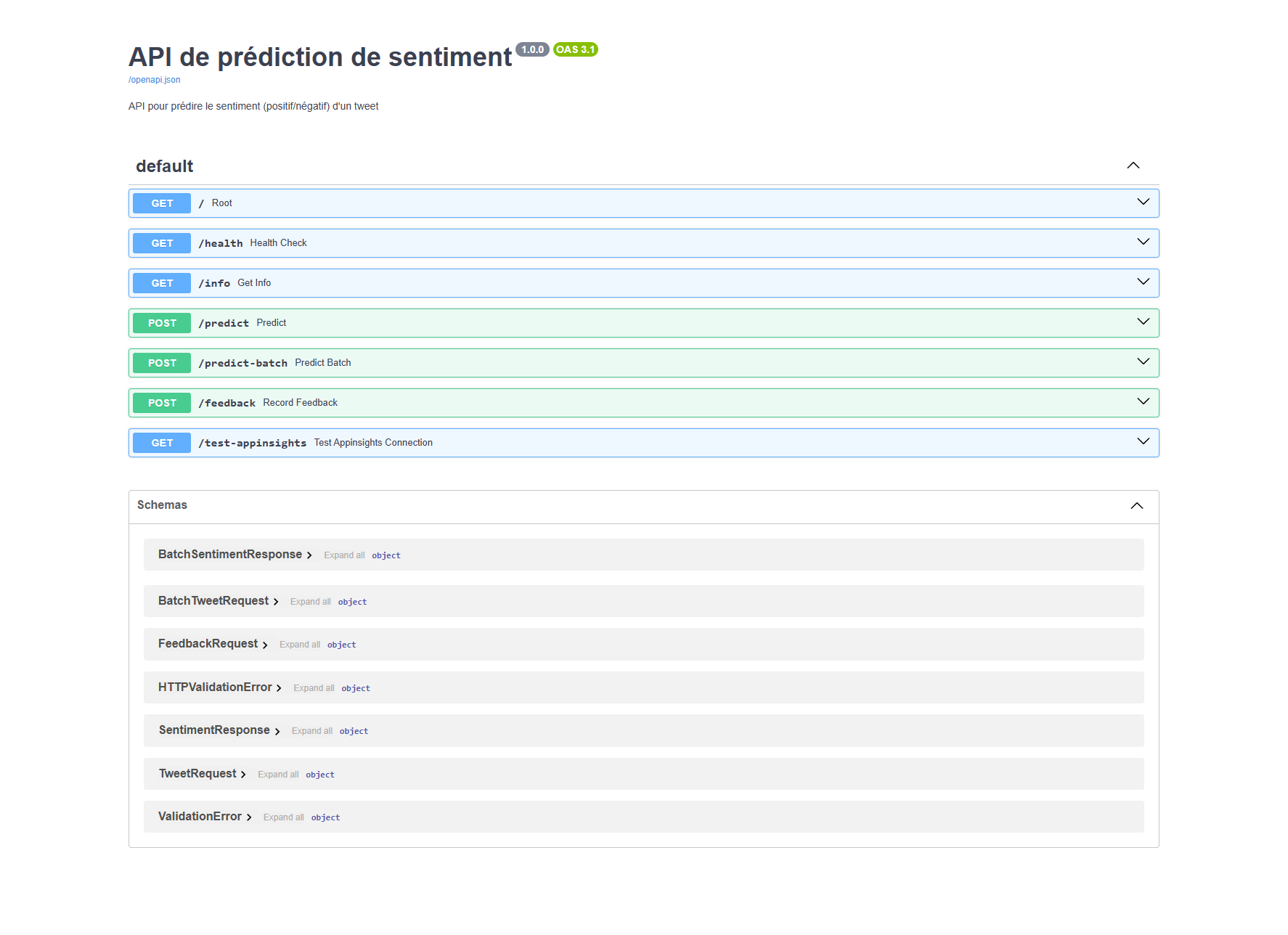 Page /docs du serveur FastAPI