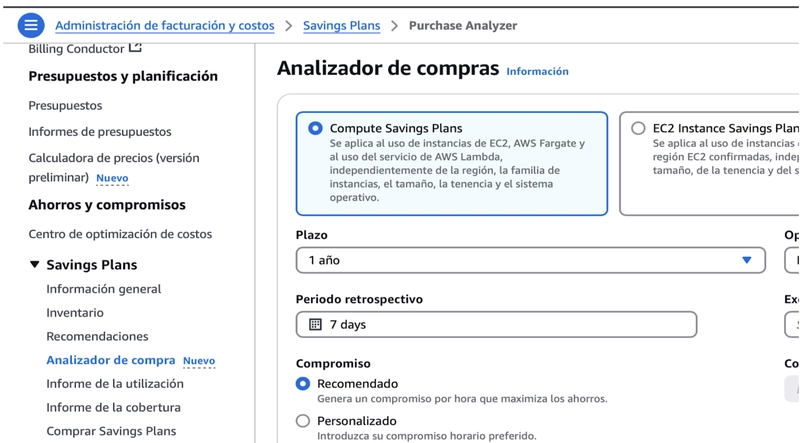 Saving Plan Purchase Analyzer de AWS