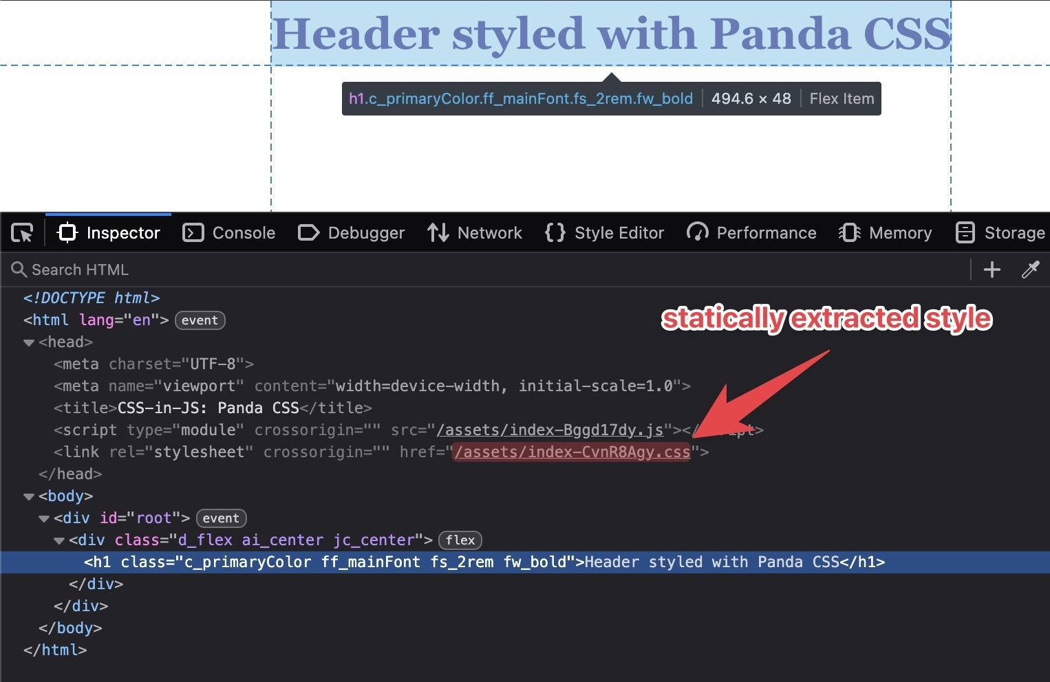 static css in a link