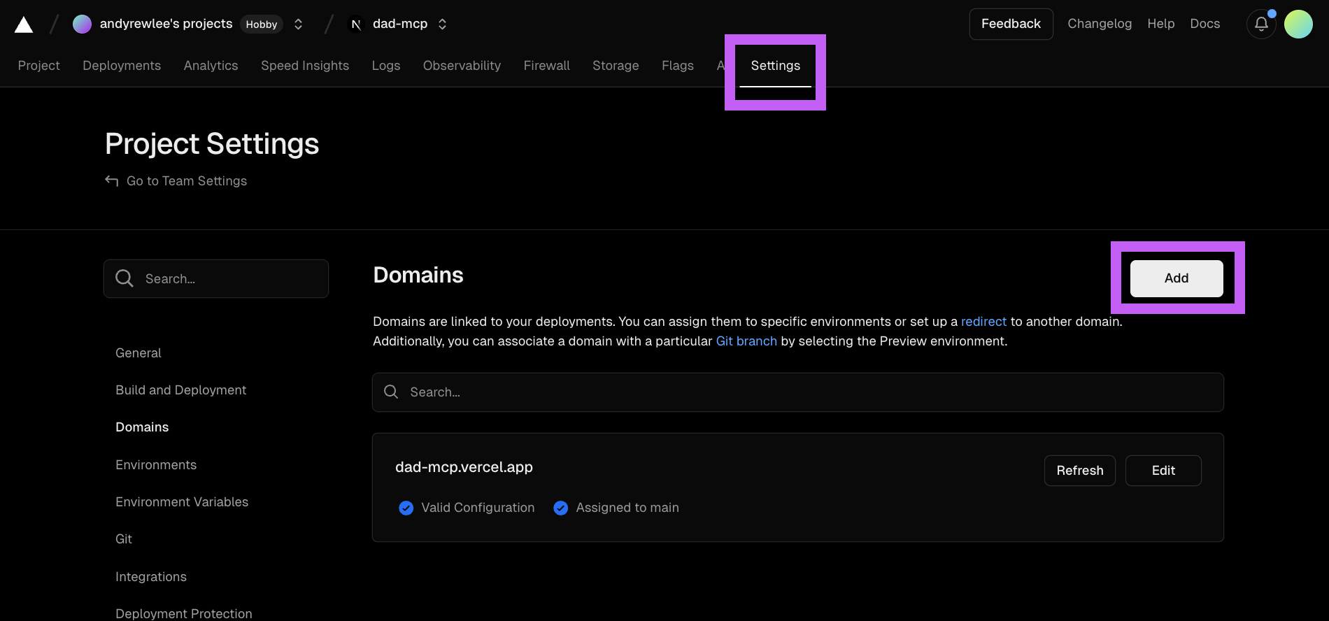 Click Add Domain