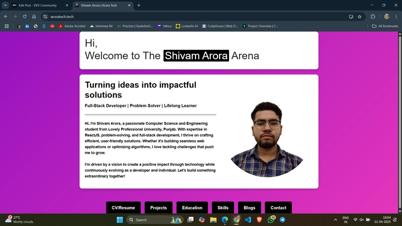 🌐 How I Built My Developer Portfolio Website: aroratech.tech