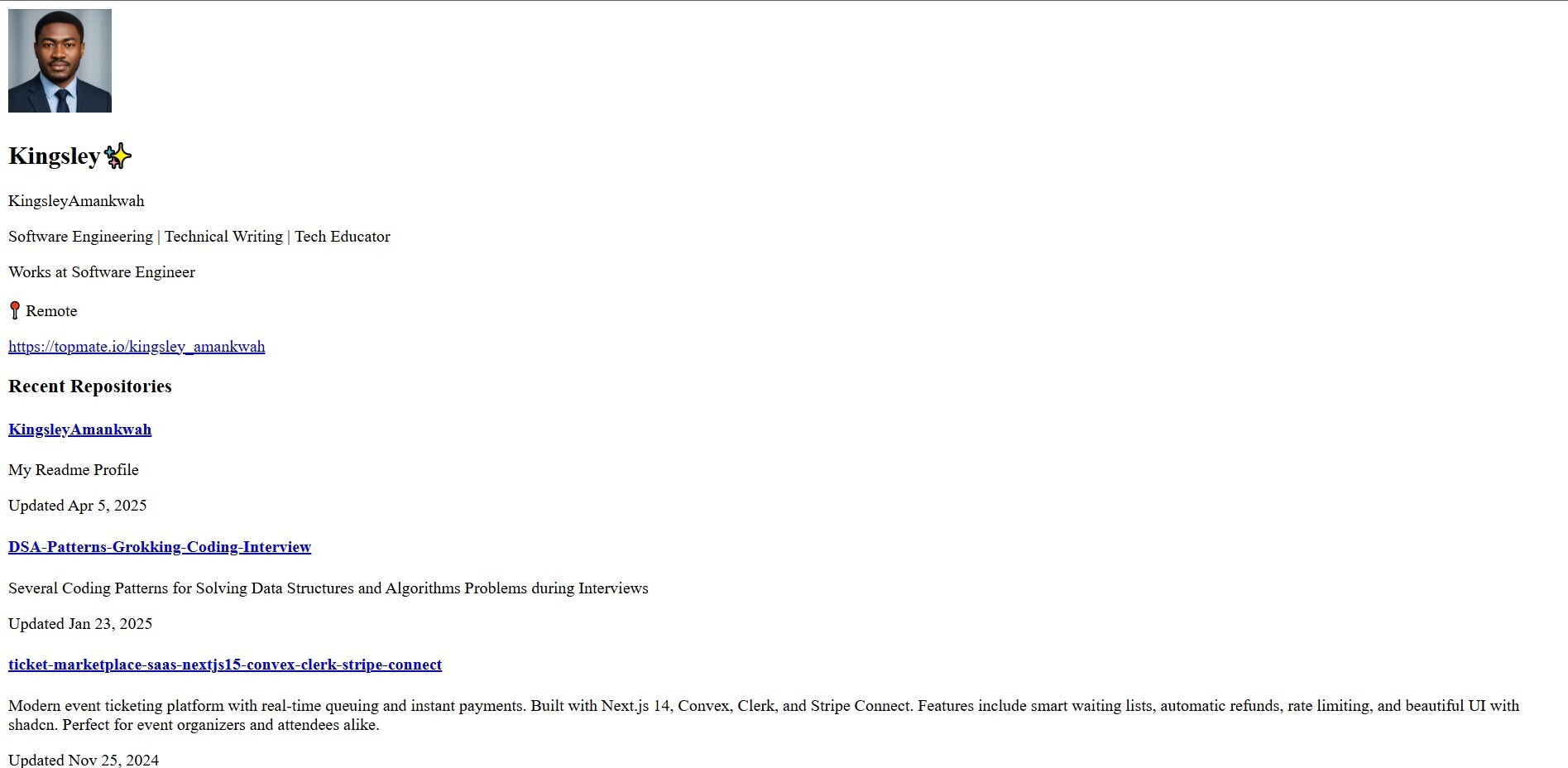 Authenticated GitHub Profile Display