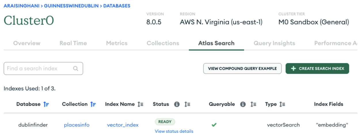 Index is ready to be used