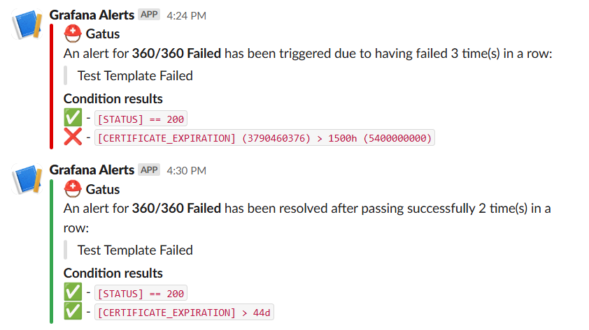 Slack Alert Output