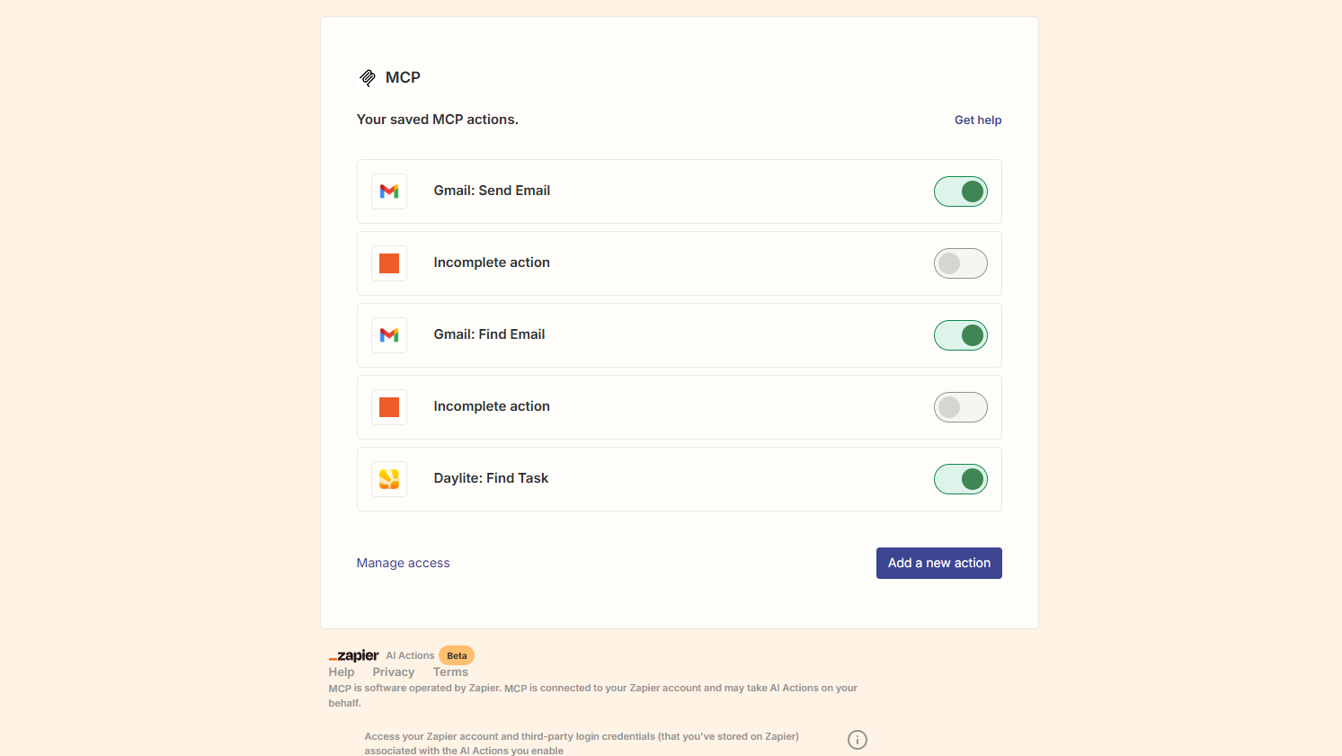 Igranting Zapier access