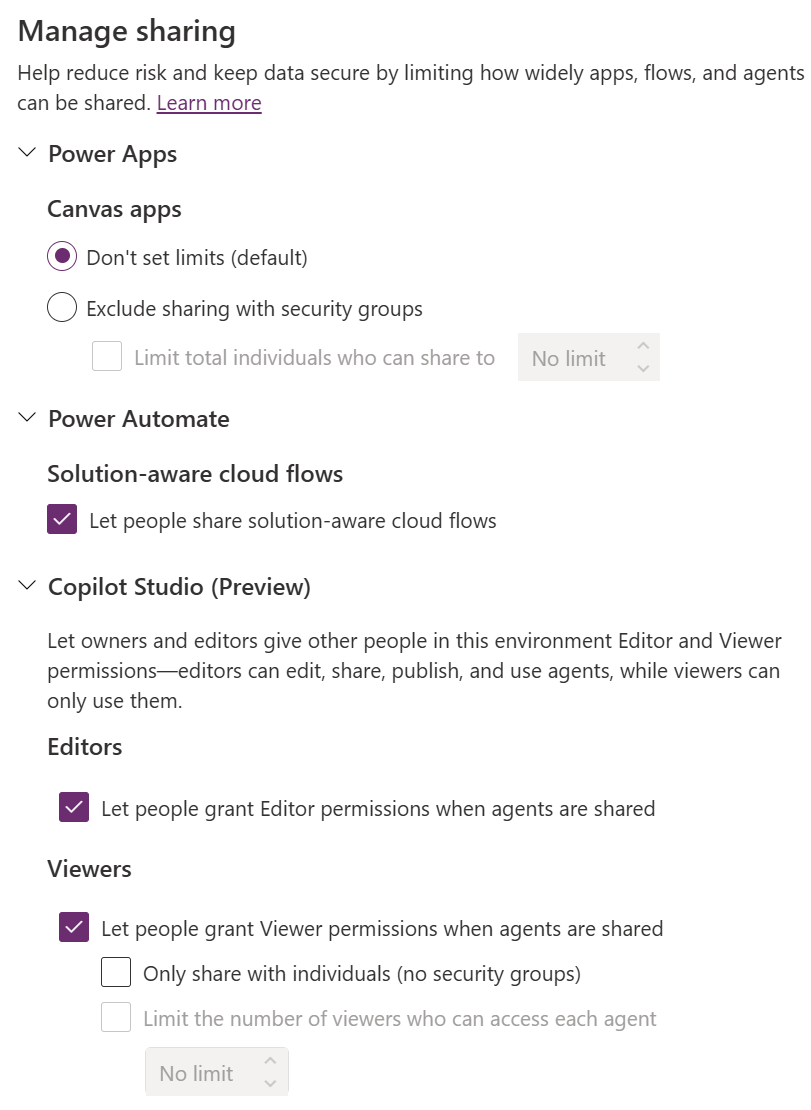 sharing controls