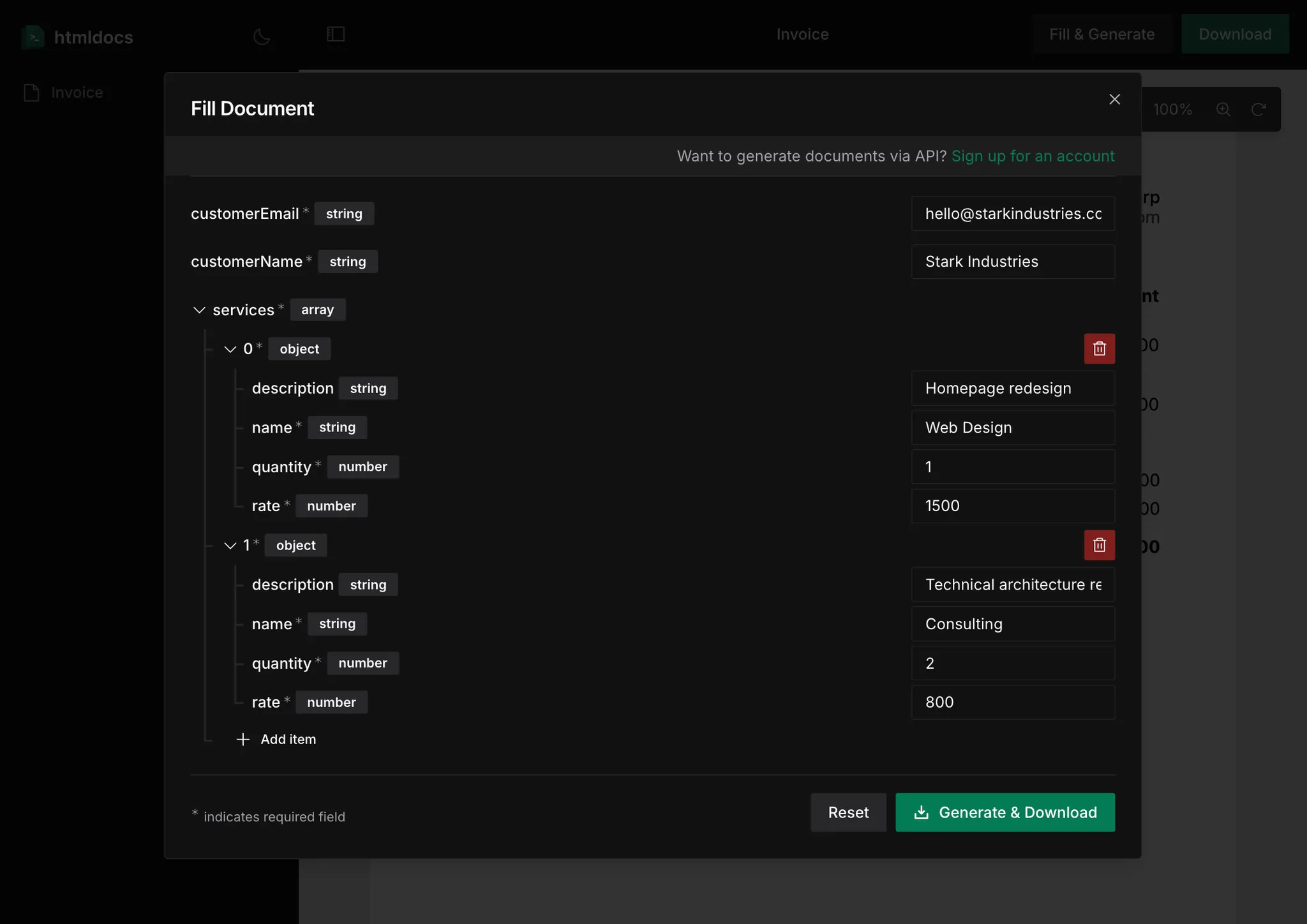 Fill and generate form