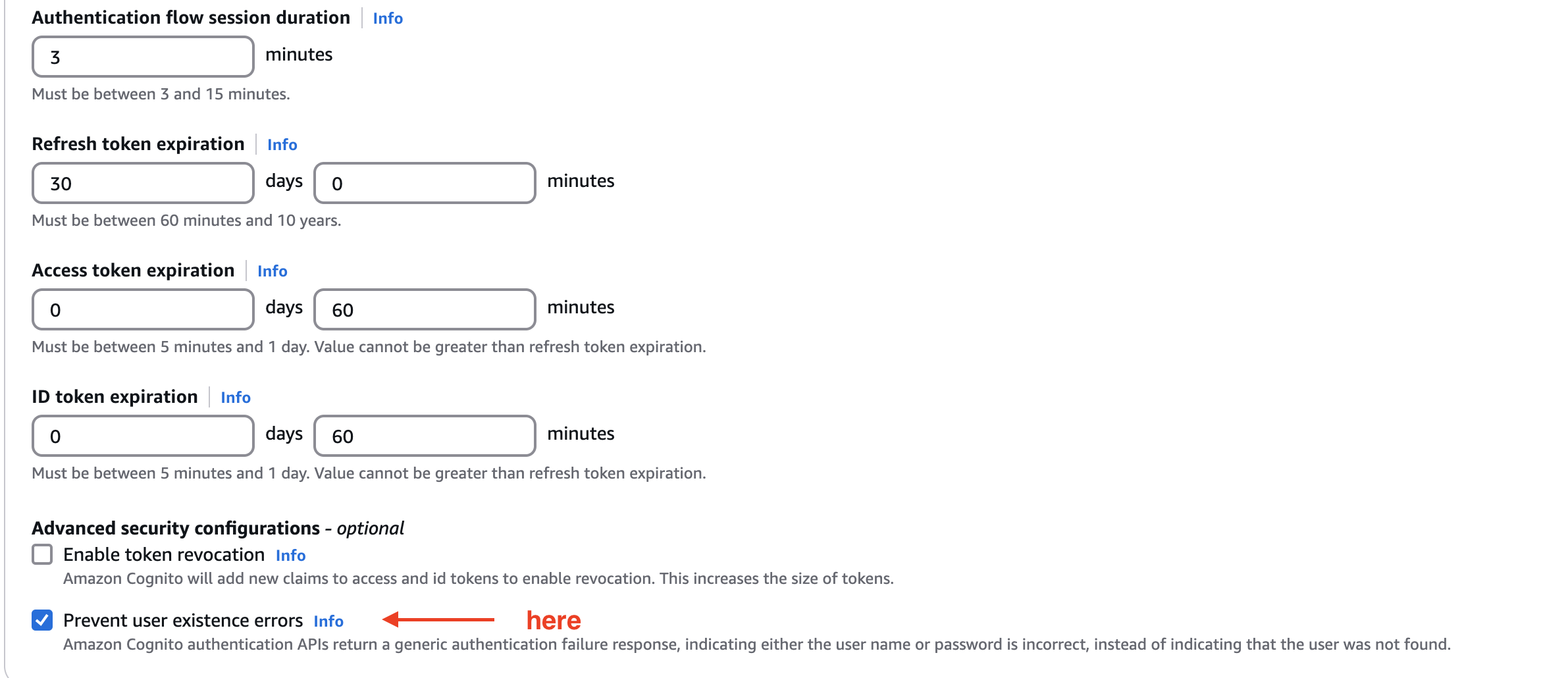 Prevent user existence errors