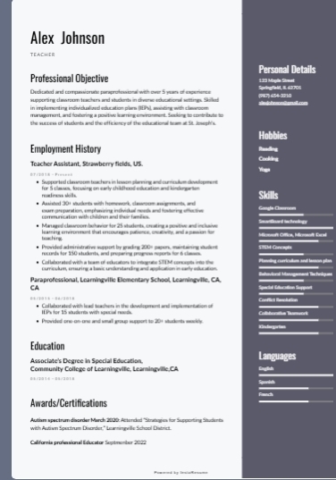 teacher resume template
