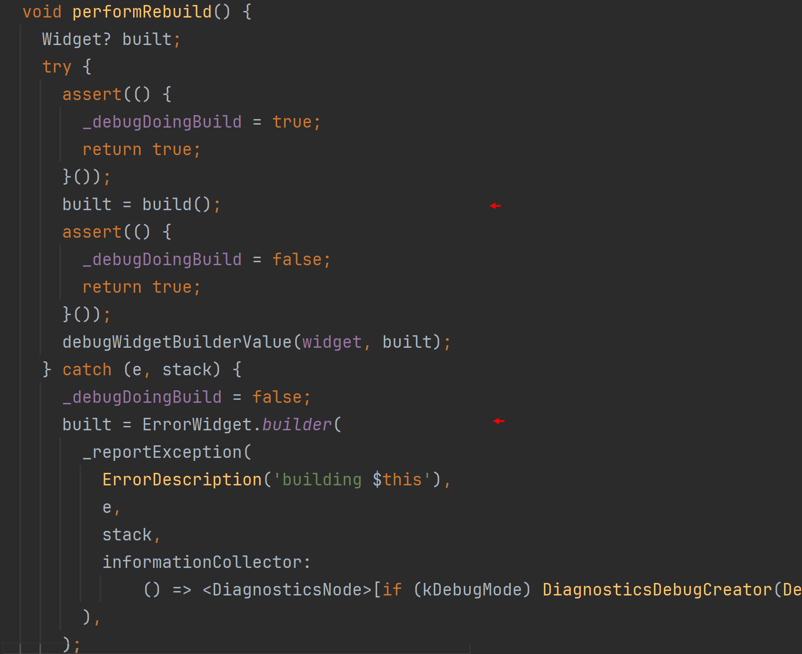 [page_02.dart](https://github.com/AndriousSolutions/fluttery_framework/blob/28e93ebe031dc2a344e4b0ab84132a8347279141/example/lib/src/main/view/screens/counter/view/page_02.dart#L84) and [framework.dart](https://github.com/flutter/flutter/blob/7d56be4c8de814022357633179a816b51ffca4b8/packages/flutter/lib/src/widgets/framework.dart#L5708)
