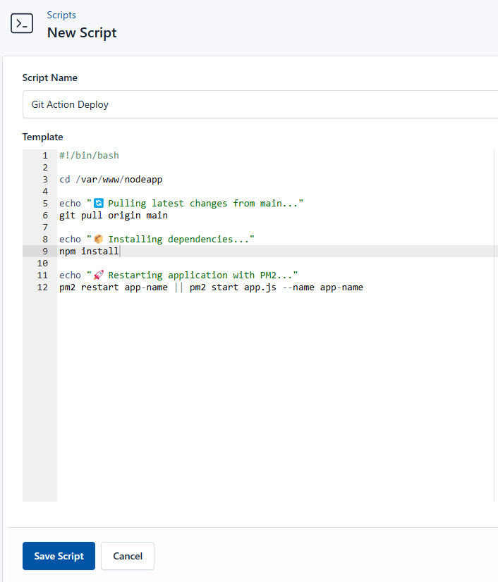 Screenshot of setup CI
