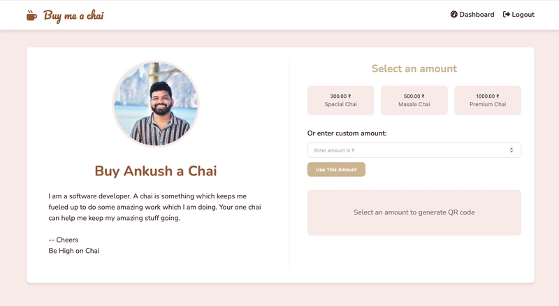 ☕ BuyMeAChai — A Minimal UPI-Based Support Platform for Indian Developers and Freelancers