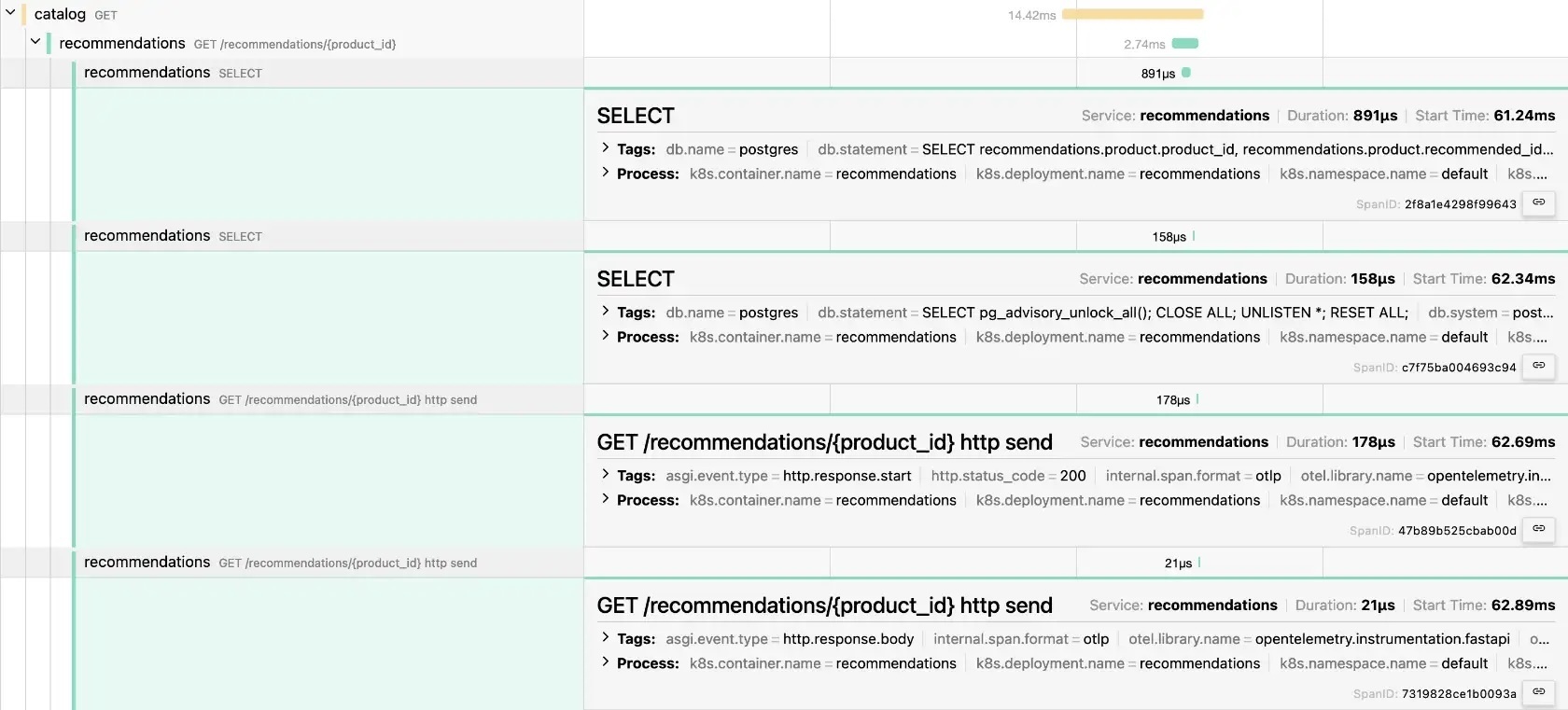 Kubernetes-instrumented Python app traces