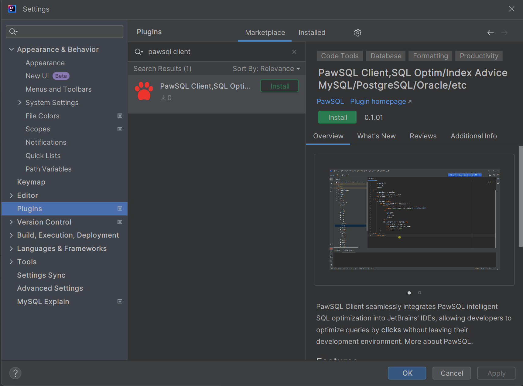 Install from Jetbrains Marketplace
