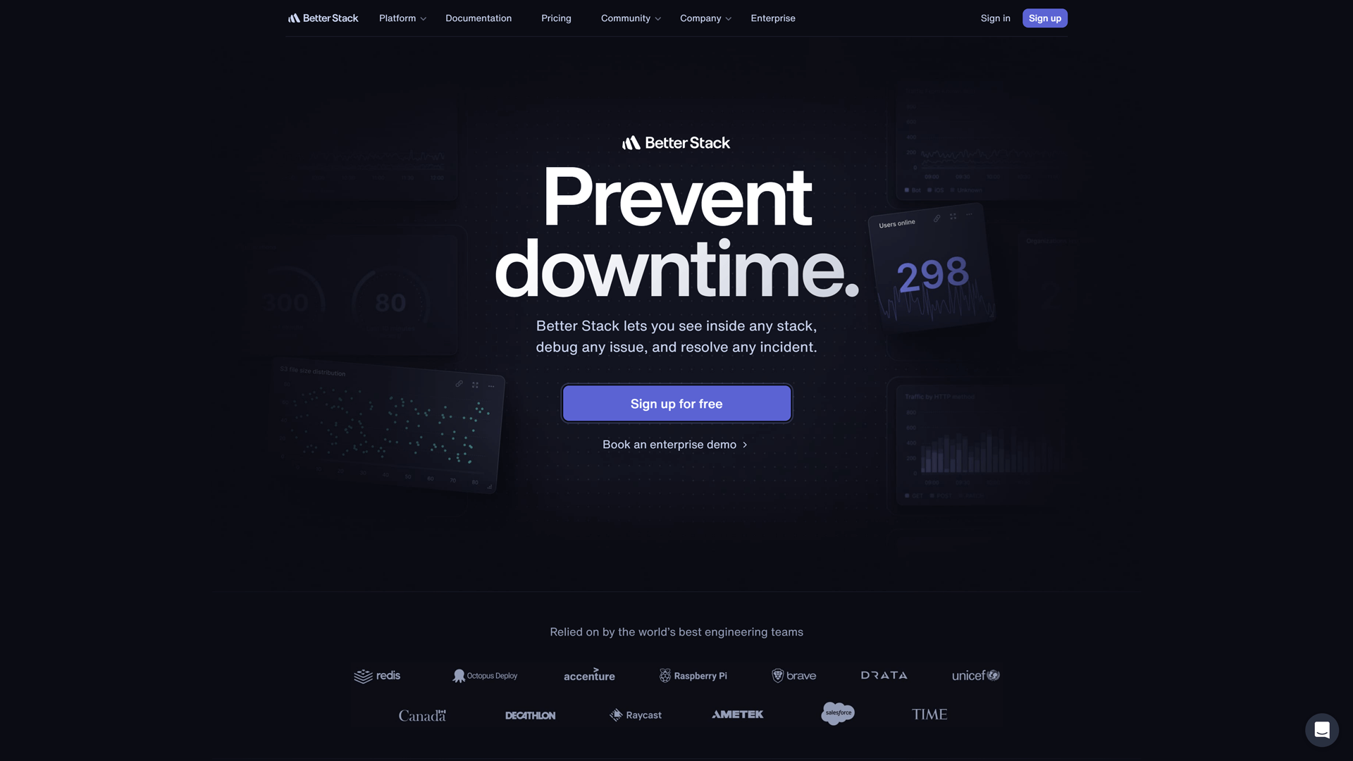 Home page pf Better Stack