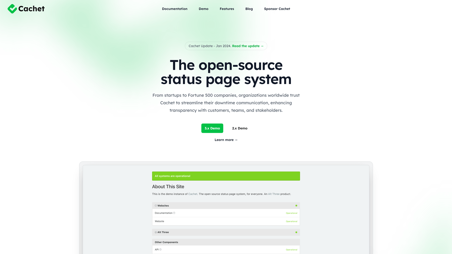 Cachet home page
