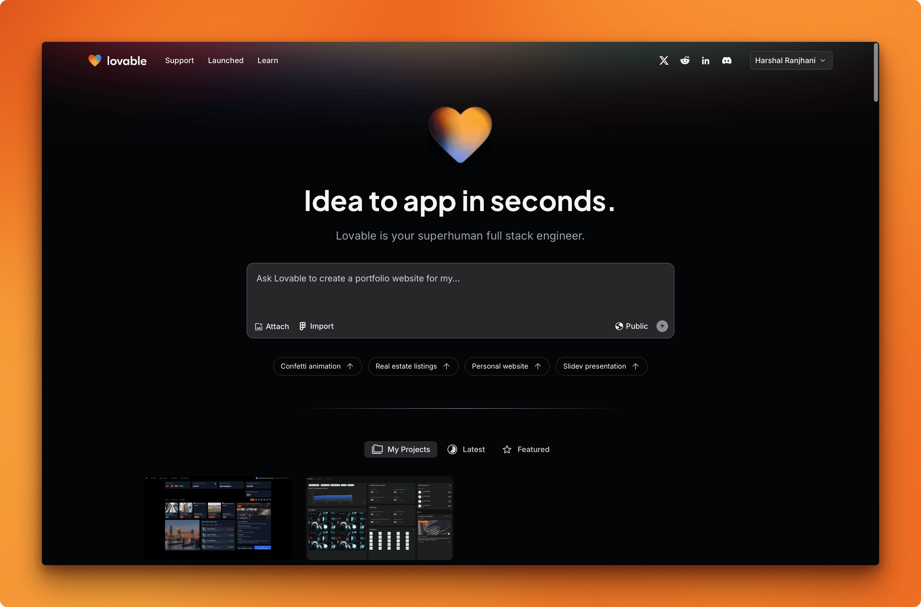 Lovable dashboard