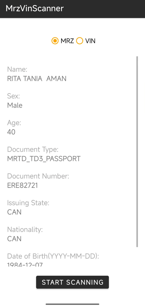 Android MRZ Scanner