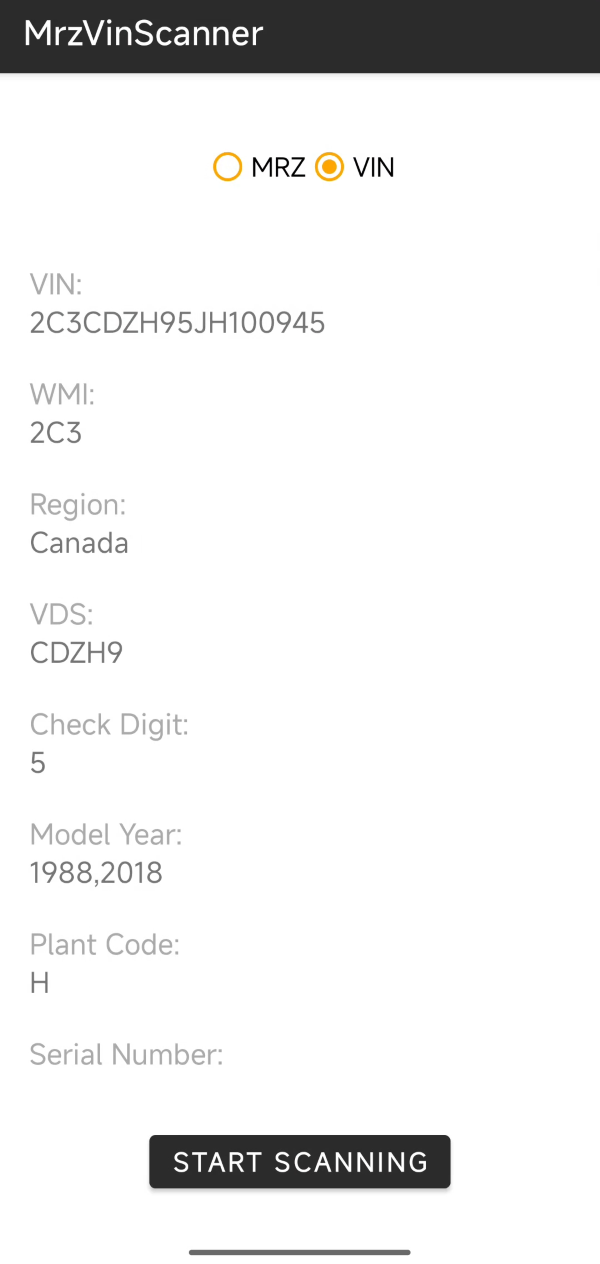 Android VIN Scanner