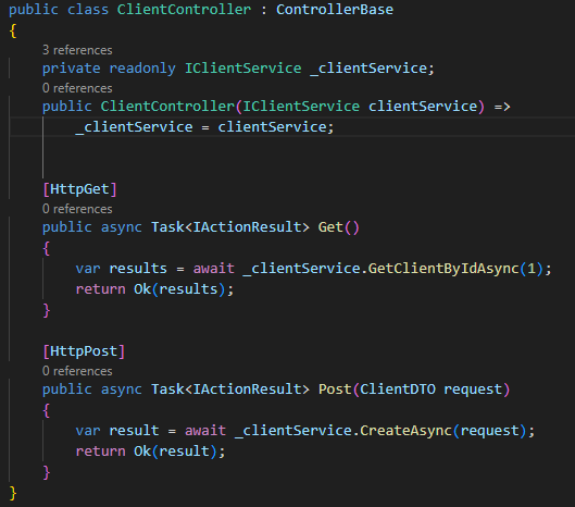 Client Controller with IClientService injected