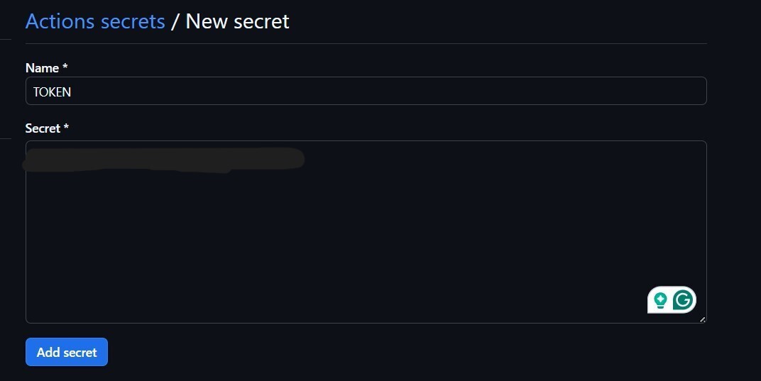 Add PAT as secret