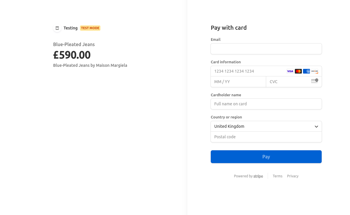 Stripe Payment Link output
