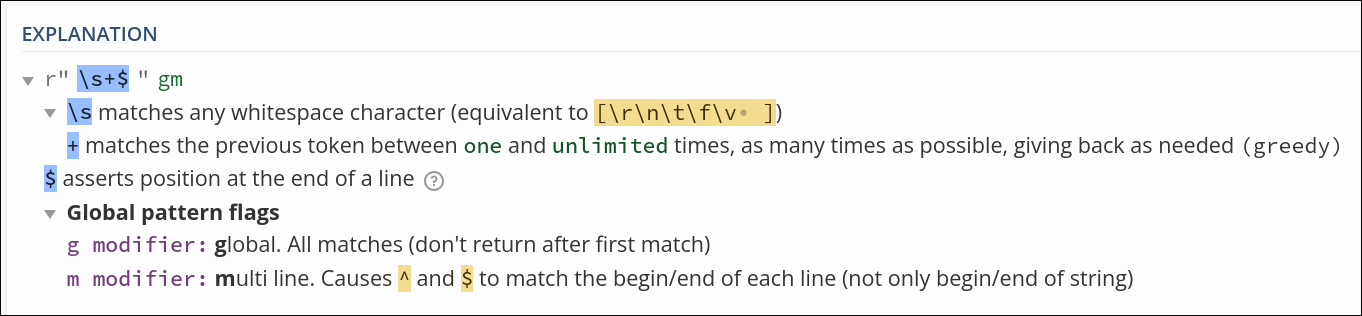 Results from regex101 1